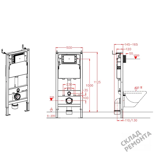 Фото Инсталляция для подвесного унитаза Calypso Beta CS105M без кнопки купить в Волгограде: цена, описание, фото. Интернет-магазин 11
