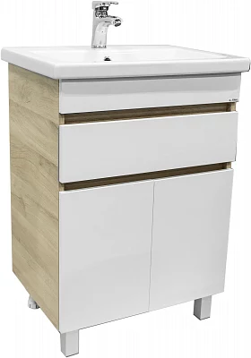 Тумба под умывальник напольная Vimark Smart 2 60, белый/кромби