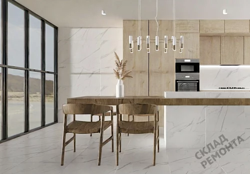 Фото Керамогранит матовый Steppe Ceramics Statuario White белый 600*600*9,5 – купить в Волгограде: цена, описание, фото. Интернет-магазин 5
