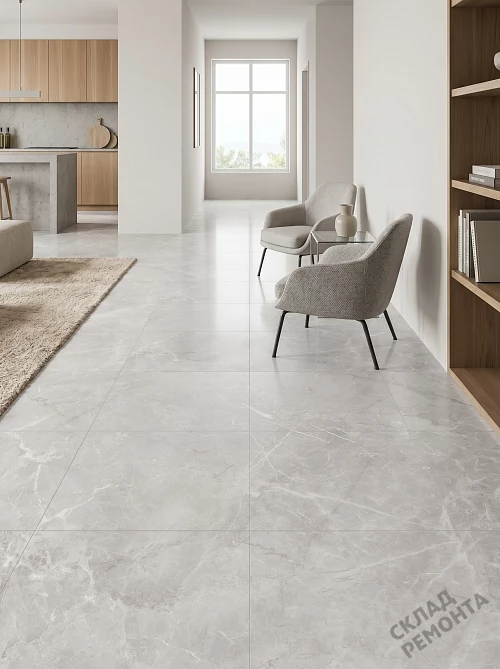 Фото Керамогранит лаппатированный Alma Ceramica Апарель GFU6060APL07L серый 600*600*9 – купить в Волгограде: цена, описание, фото. Интернет-магазин 1