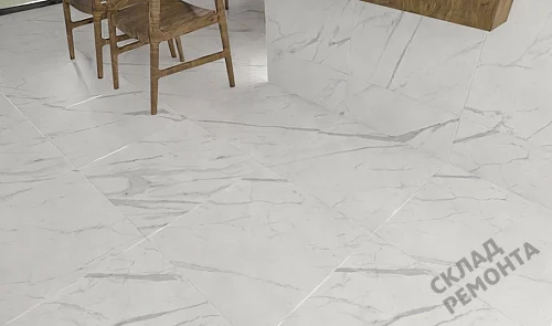 Фото Керамогранит матовый Steppe Ceramics Statuario White белый 600*600*9,5 – купить в Волгограде: цена, описание, фото. Интернет-магазин 4