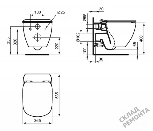 Фото Унитаз подвесной Ideal Standard Idealmood T466501 безободковый купить в Волгограде: цена, описание, фото. Интернет-магазин 4