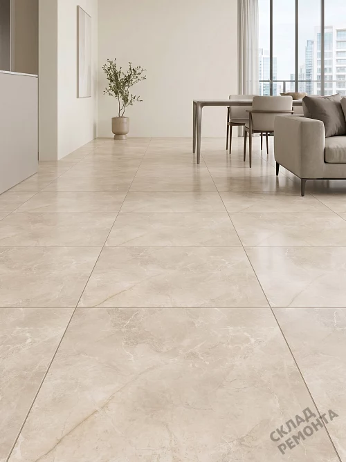 Фото Керамогранит лаппатированный Alma Ceramica Апарель GFU6060APL04L бежевый 600*600*9 – купить в Волгограде: цена, описание, фото. Интернет-магазин 1