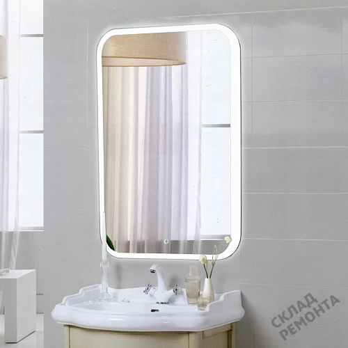 Фото Зеркало подвесное Континент Glamour LED 60*80 (ЗЛП140) с подсветкой, белый купить в Волгограде: цена, описание, фото. Интернет-магазин 3
