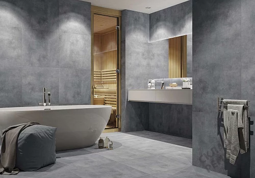 Фото Керамогранит матовый Steppe Ceramics Concrete Antracite серый 600*600*9 – купить в Волгограде: цена, описание, фото. Интернет-магазин 3